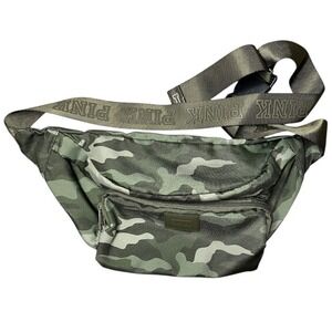 Victoria's Secret PINK Camo Belt Bag Fanny Pack Green Camouflage Logo Strap
